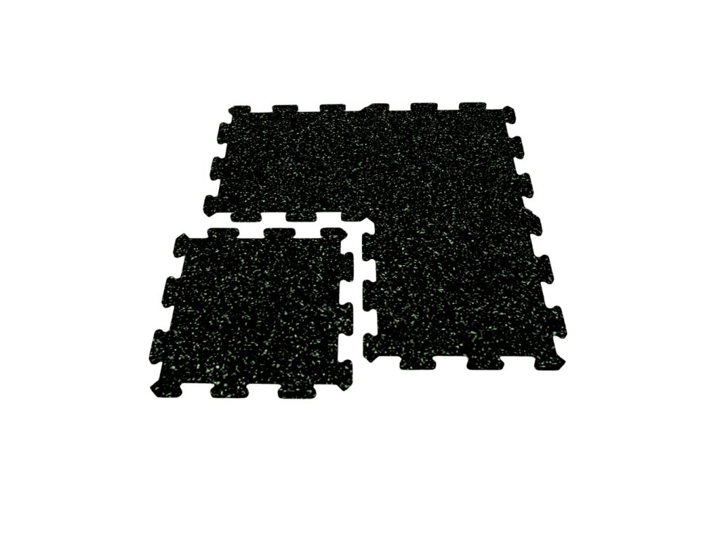 Pryžová deska Mosolut Fitness Puzzle Non-visible, černá se zeleným vsypem EPDM